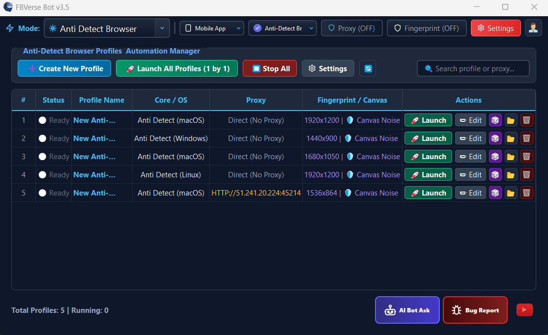 10+ Web Browsers Supported - FBVerse Bot v3.7 Screenshot